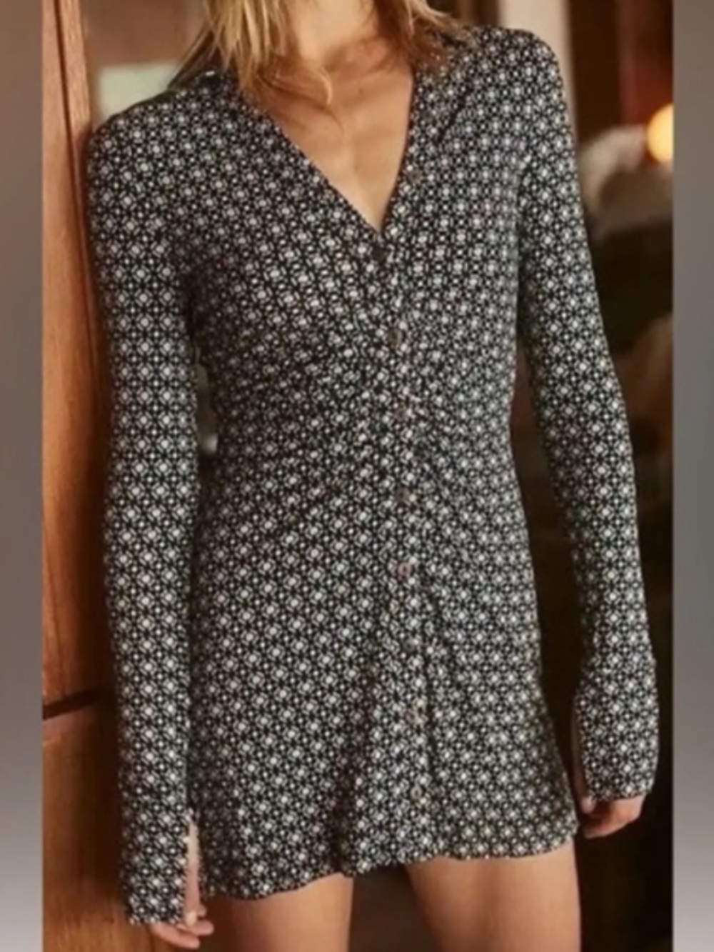 Free People - Shayla - Women's Long Sleeve Ruched Front Mini Dress